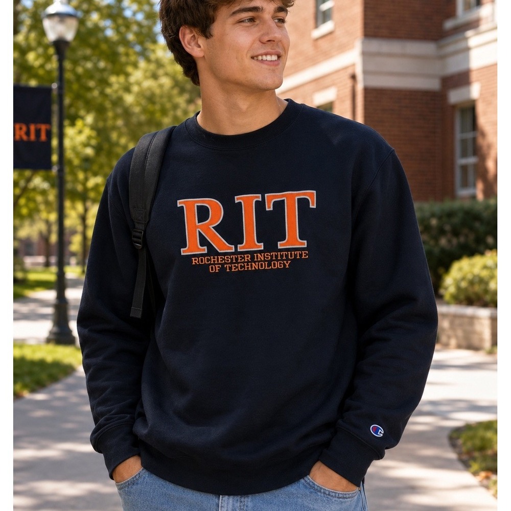 RIT Rochester Institute Technology Tigers Champion Mens L Sweatshirt Embroidered